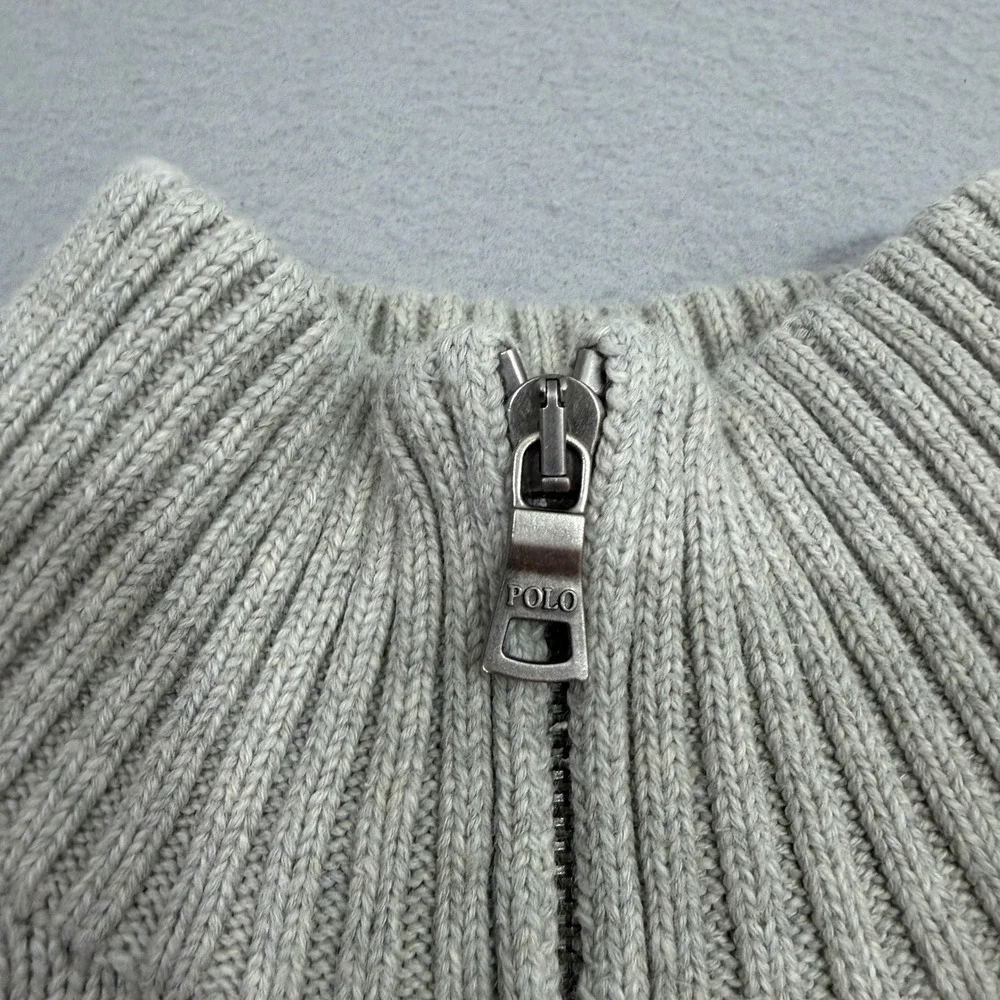 Polo Ralph Lauren Sweater XLT Gray Quarter Zip Pullover Cotton Vintage Preppy
